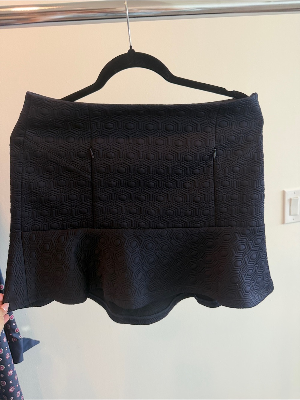 Adolfo Dominguez Black Textured Peplum Skirt
